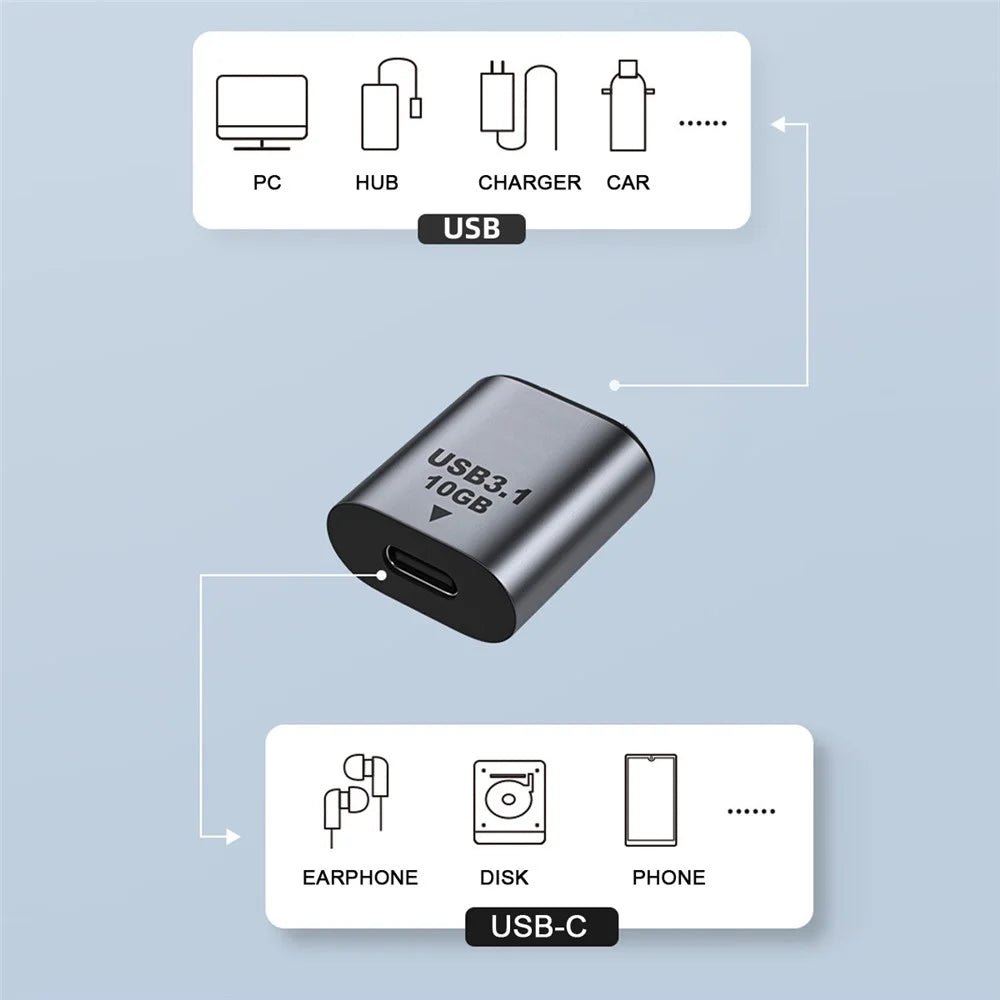 UC-082-AFCF Type C Female to USB 3.0 A Female Data Adapter 10Gbps Data Power for Laptop Tablet Phone - 3