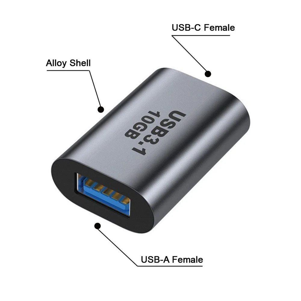 UC-082-AFCF Type C Female to USB 3.0 A Female Data Adapter 10Gbps Data Power for Laptop Tablet Phone - 5