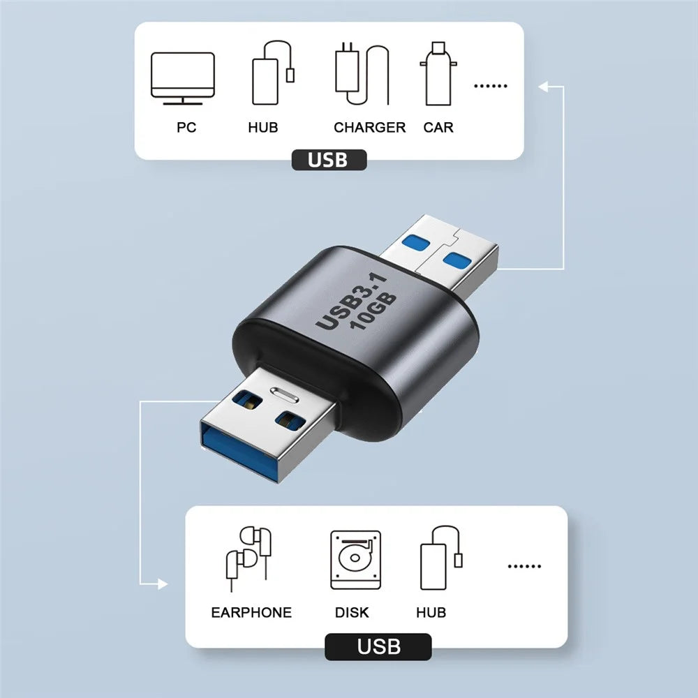 UC-082-AMAM USB 3.0 Male to Male Type A to Type A Data Transfer Adapter 10Gbps for Laptop Desktop Computer - 3