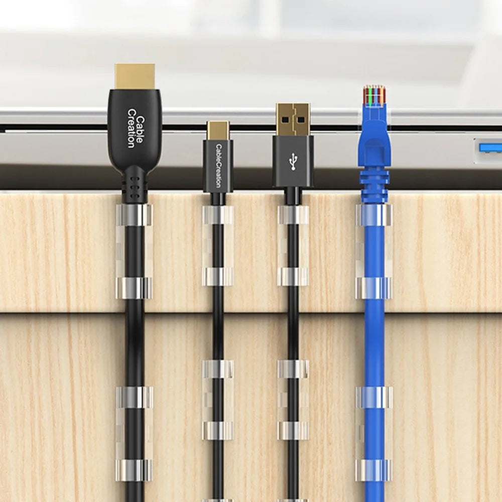 CABLECREATION CT1003 50Pcs Large Size Punch-free Self-adhesive Wire Fixing Clip Network Cable Desktop Organizer - 5
