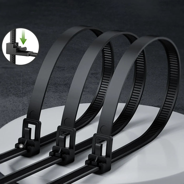 DZ325 50Pcs 150*7.5mm Self-Locking Nylon Cable Tie Fixing Ring Industrial Cable Tie Set - White - 2
