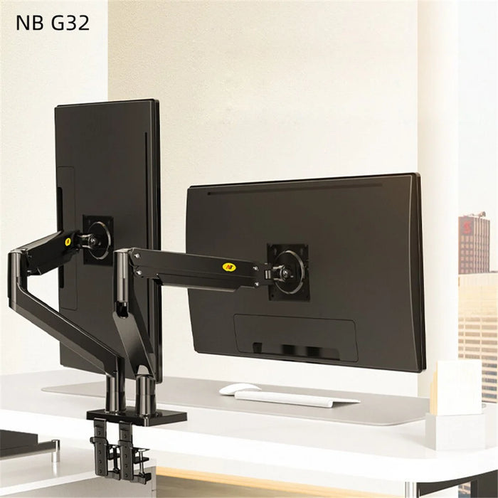 NORTH BAYOU G32 22-32 Inch Dual LCD LED Full Motion Monitor Mount with Gas Spring Arm - 3