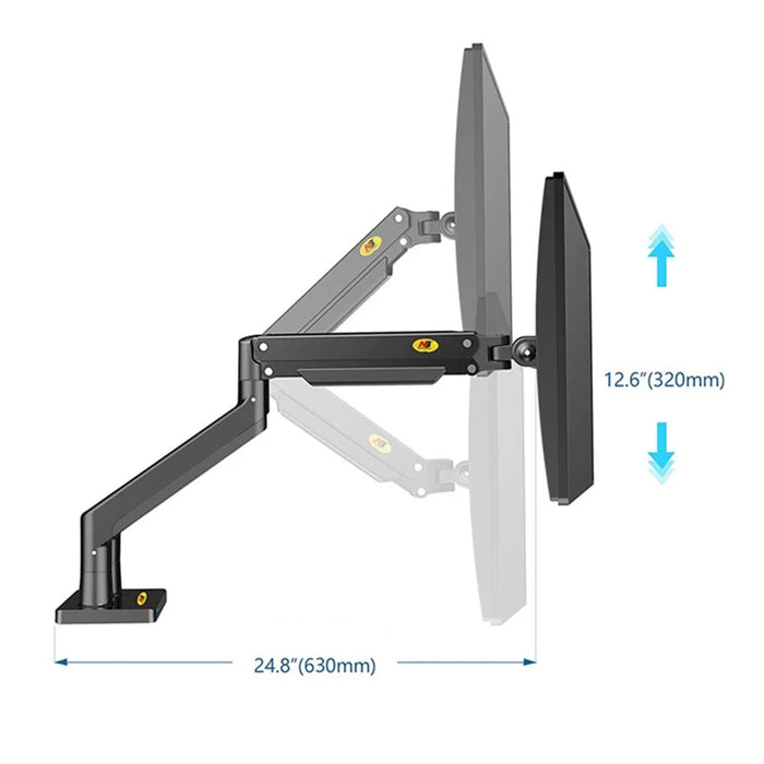 NORTH BAYOU G32 22-32 Inch Dual LCD LED Full Motion Monitor Mount with Gas Spring Arm - 5