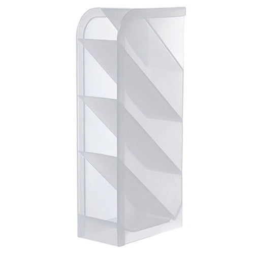 Multifunction Slant Grid Desktop Pen Holder Home Office School Stationary Storage Pencil Organizer, Size: S - Transparent White - 1