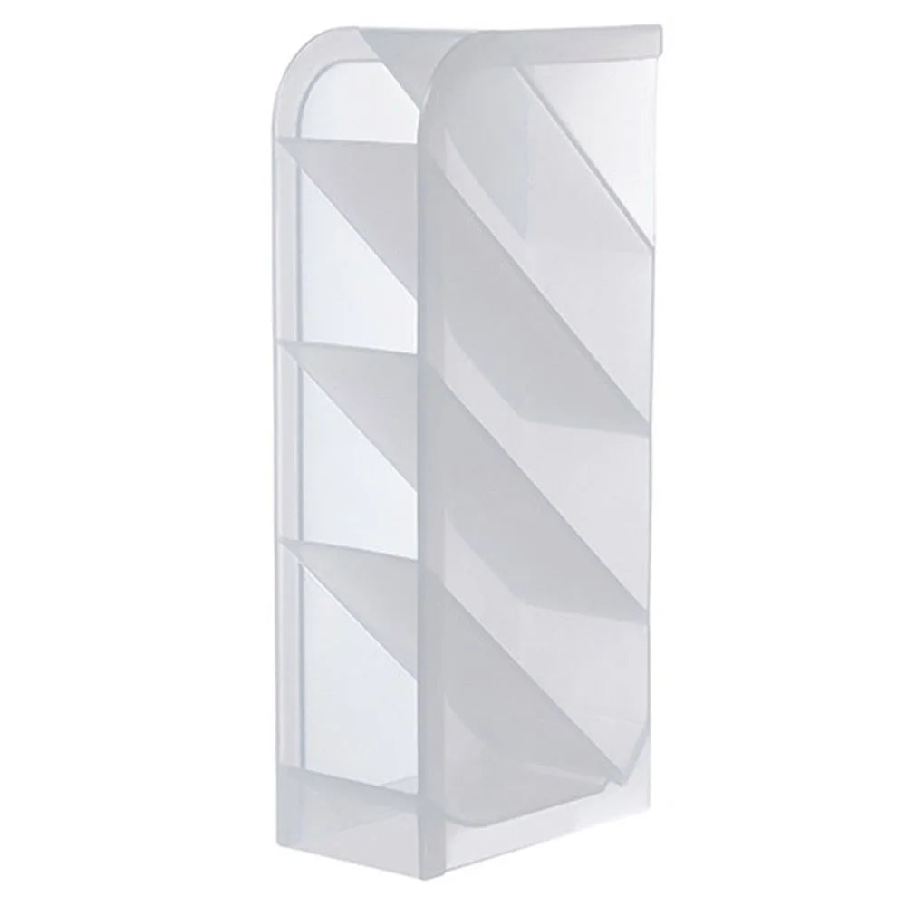 Multifunction Slant Grid Desktop Pen Holder Home Office School Stationary Storage Pencil Organizer, Size: S - Transparent White - 1