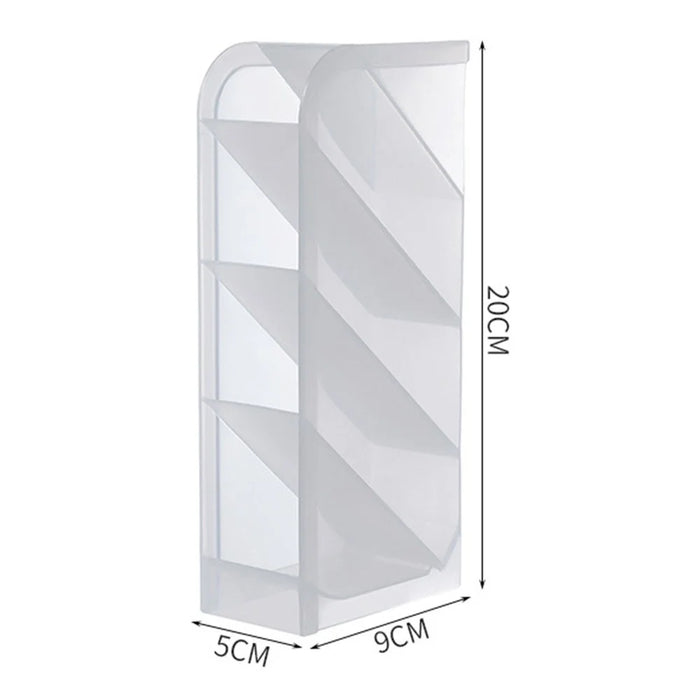 Multifunction Slant Grid Desktop Pen Holder Home Office School Stationary Storage Pencil Organizer, Size: S - Transparent White - 5