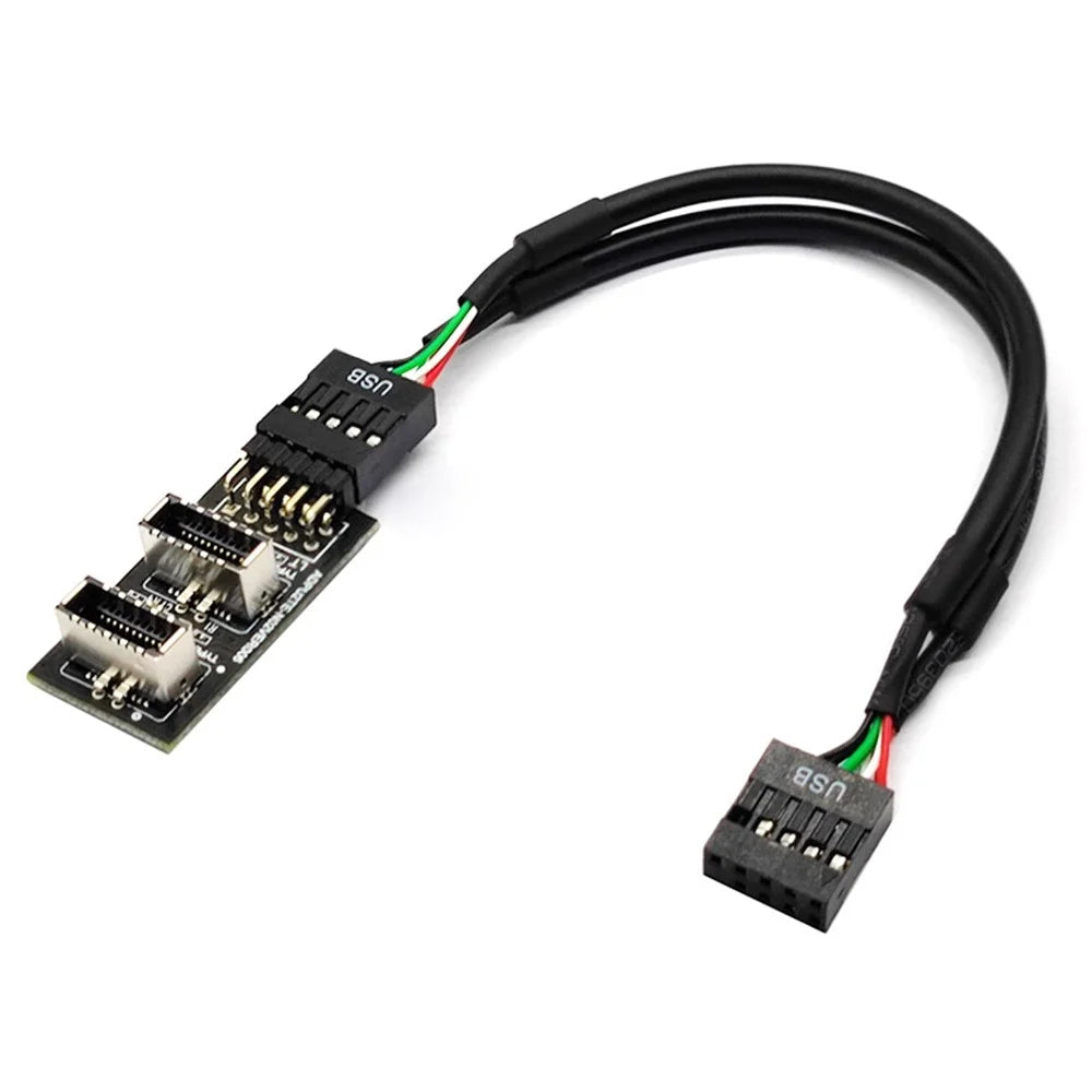 UC-022 Dual USB 3.1 Front Panel Socket Key-A Type-E to USB 2.0 9Pin 10Pin Mainboard Header Male Cable Extension Adapter - 1