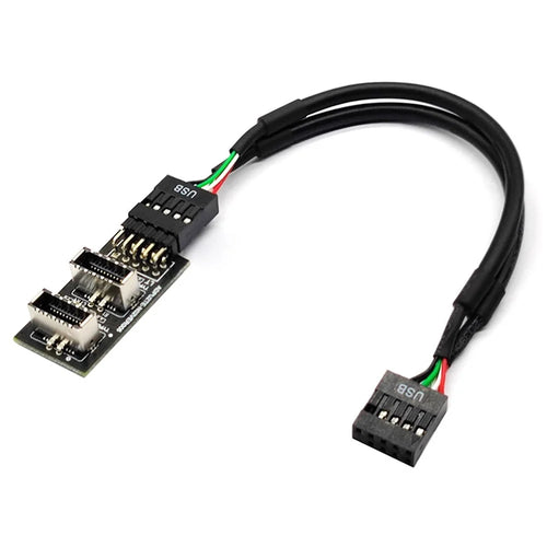 UC-022 Dual USB 3.1 Front Panel Socket Key-A Type-E to USB 2.0 9Pin 10Pin Mainboard Header Male Cable Extension Adapter - 1