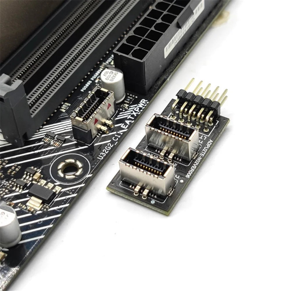 UC-022 Dual USB 3.1 Front Panel Socket Key-A Type-E to USB 2.0 9Pin 10Pin Mainboard Header Male Cable Extension Adapter - 2