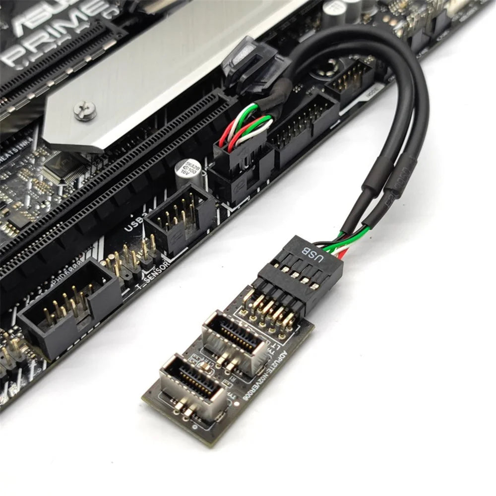 UC-022 Dual USB 3.1 Front Panel Socket Key-A Type-E to USB 2.0 9Pin 10Pin Mainboard Header Male Cable Extension Adapter - 4