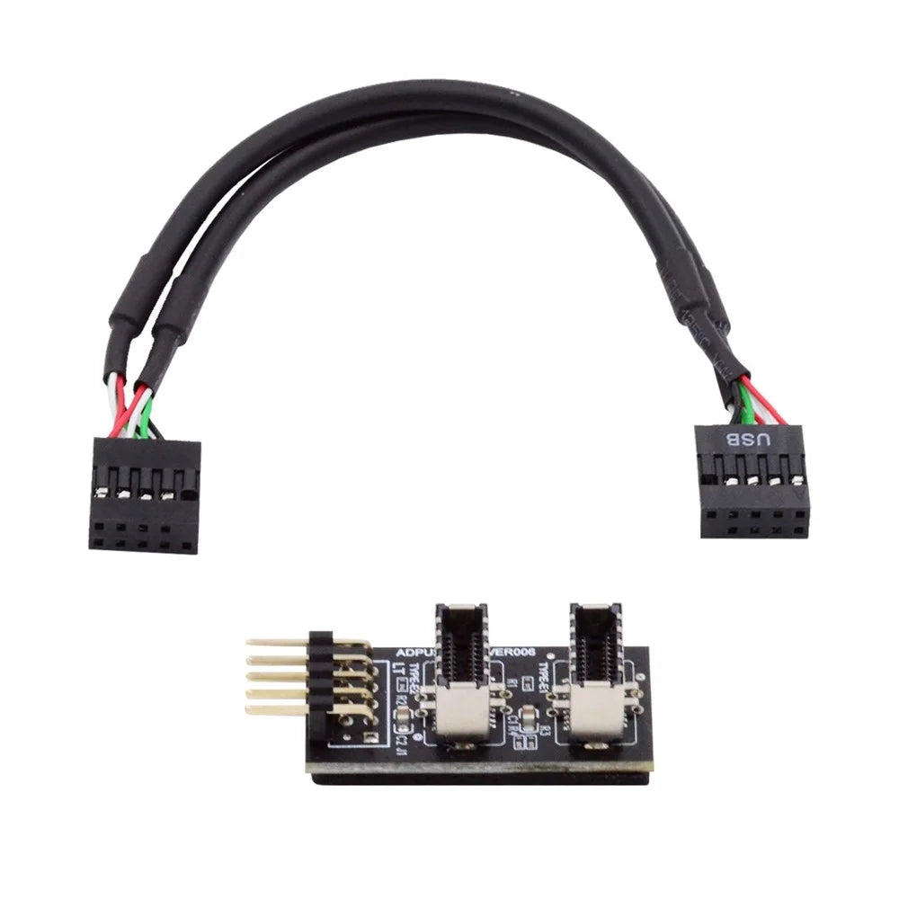 UC-022 Dual USB 3.1 Front Panel Socket Key-A Type-E to USB 2.0 9Pin 10Pin Mainboard Header Male Cable Extension Adapter - 7