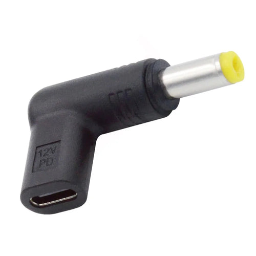 UC-090-5525MM USB 3.1 Type C Female to DC 12V Plug Adapter PD Emulator Trigger 90 Degree Angled Converter, DC5.5*2.5mm - 1
