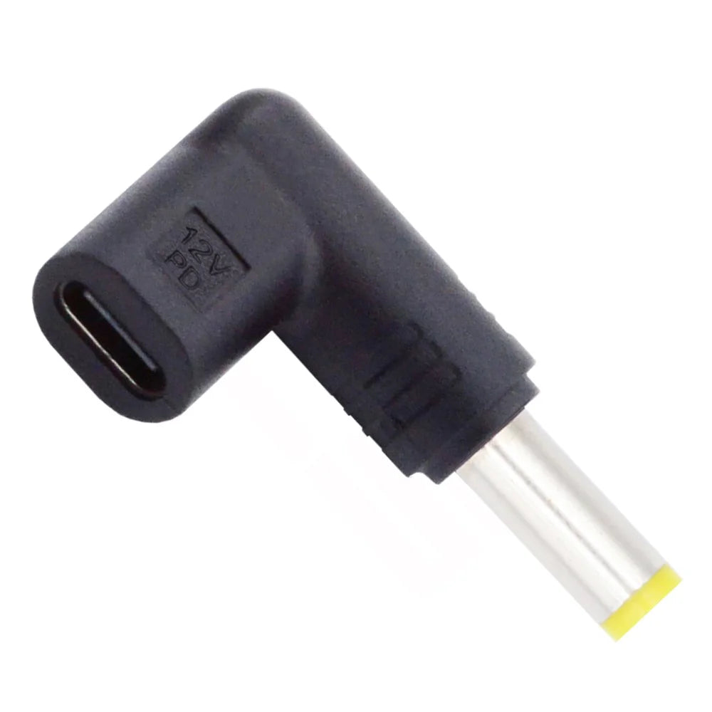 UC-090-5525MM USB 3.1 Type C Female to DC 12V Plug Adapter PD Emulator Trigger 90 Degree Angled Converter, DC5.5*2.5mm - 2
