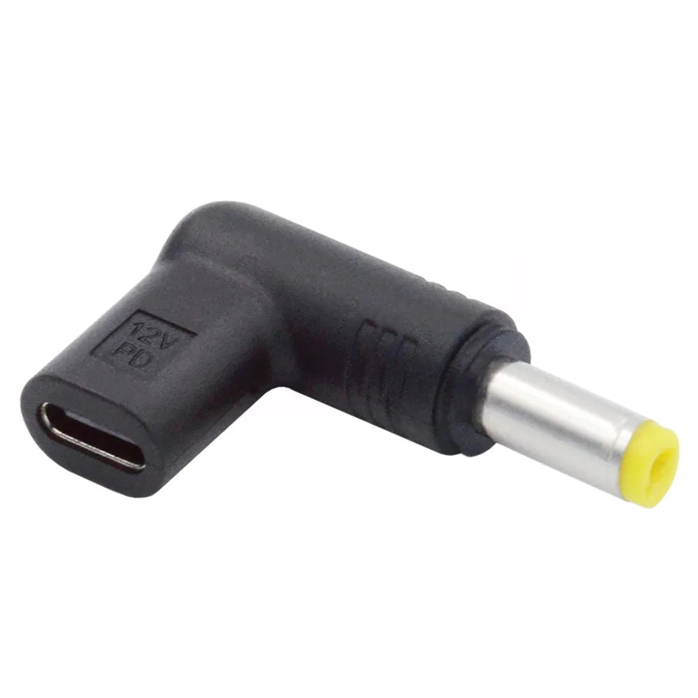 UC-090-5525MM USB 3.1 Type C Female to DC 12V Plug Adapter PD Emulator Trigger 90 Degree Angled Converter, DC5.5*2.5mm - 3