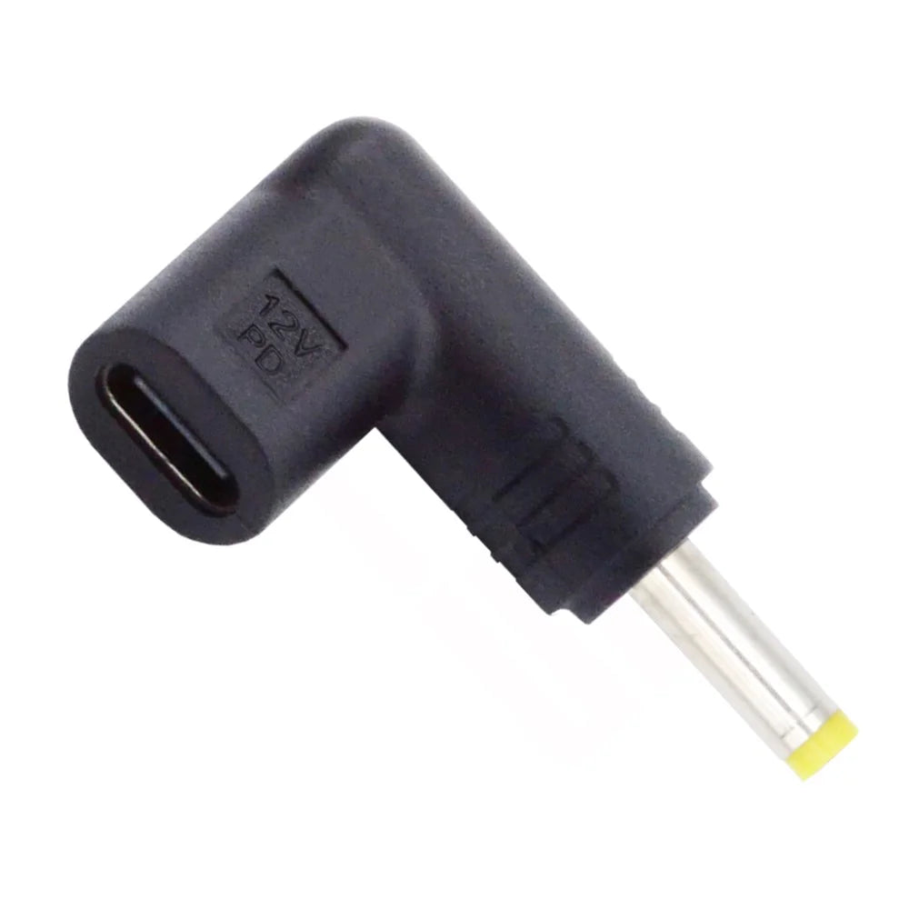 UC-090-4017MM USB 3.1 Type C to DC 12V Plug Female to Male Adapter PD Emulator Trigger 90 Degree Angled Converter, DC4.0*1.7mm - 1