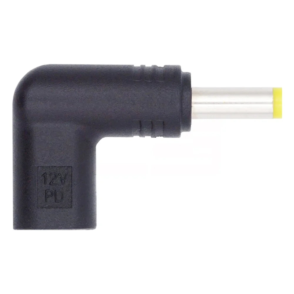 UC-090-4017MM USB 3.1 Type C to DC 12V Plug Female to Male Adapter PD Emulator Trigger 90 Degree Angled Converter, DC4.0*1.7mm - 2