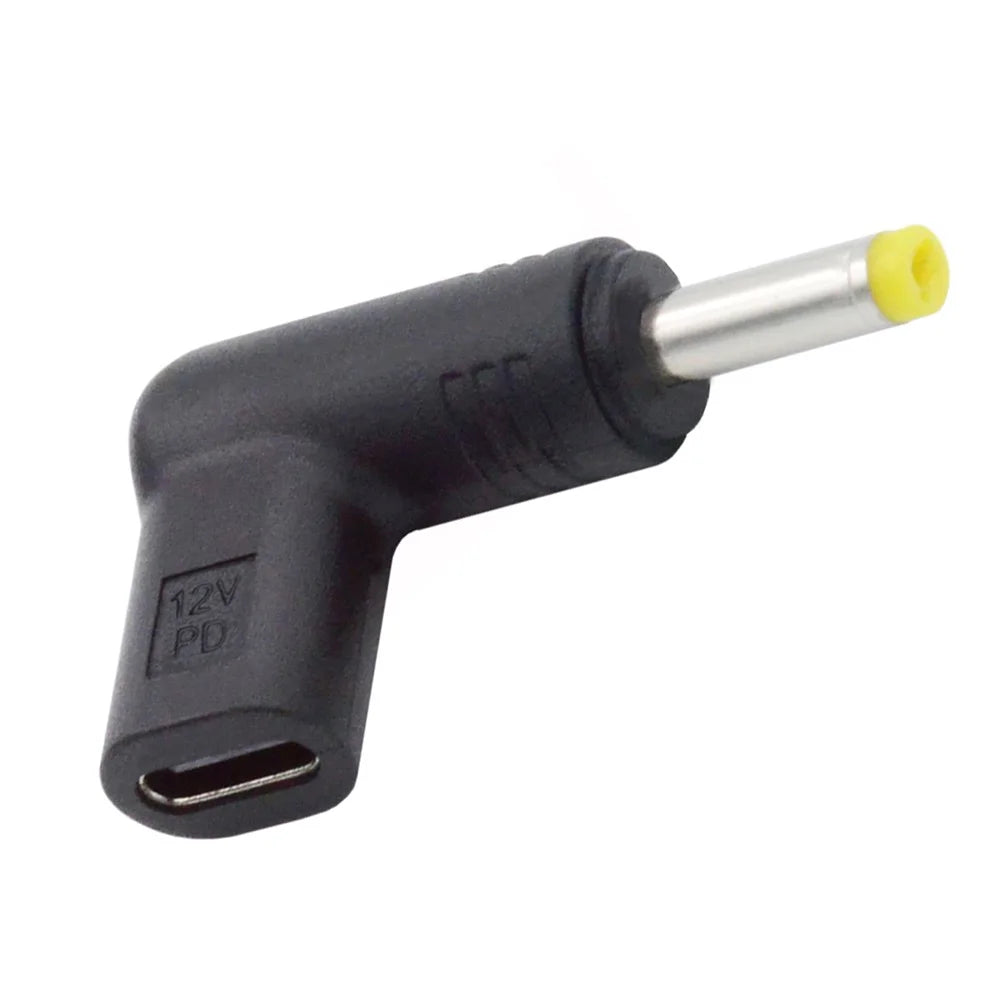 UC-090-4017MM USB 3.1 Type C to DC 12V Plug Female to Male Adapter PD Emulator Trigger 90 Degree Angled Converter, DC4.0*1.7mm - 3