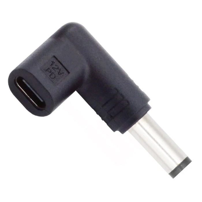 UC-090-5521MM 90 Degree Angled USB 3.1 Type C Female to DC 12V Plug Adapter PD Emulator Trigger Converter, DC5.5*2.1mm - 2