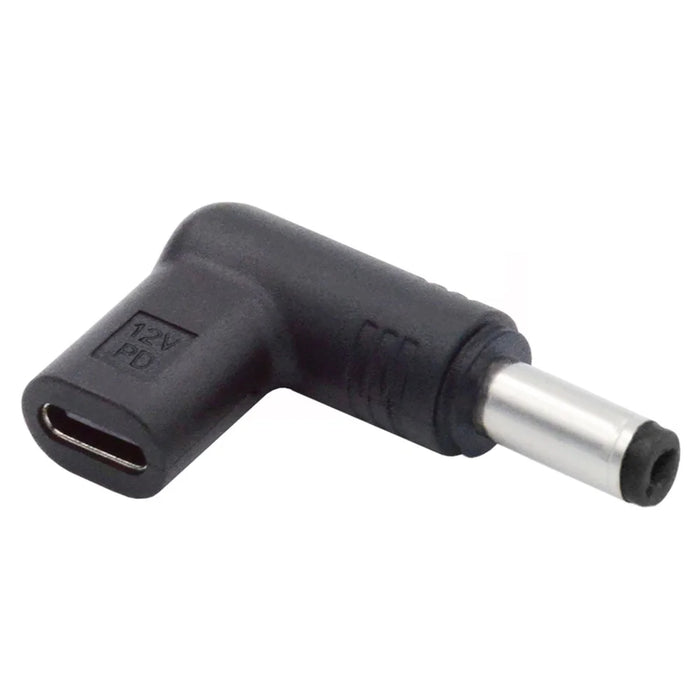 UC-090-5521MM 90 Degree Angled USB 3.1 Type C Female to DC 12V Plug Adapter PD Emulator Trigger Converter, DC5.5*2.1mm - 3