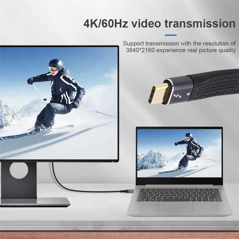 TB-005-0.13M 40Gbps ThunderBolt4 Transmission Cord Flat Slim 5A 100W Fast Charging Cable Supports 8K 60Hz 5K 60Hz Video Output - 5