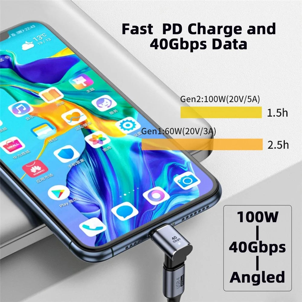 UC-028-UP 40Gbps USB4 Type C Male to Female 90 Degree Up Down Angled 100W Power Data 8K Video Magnetic Connector Adapter - 7