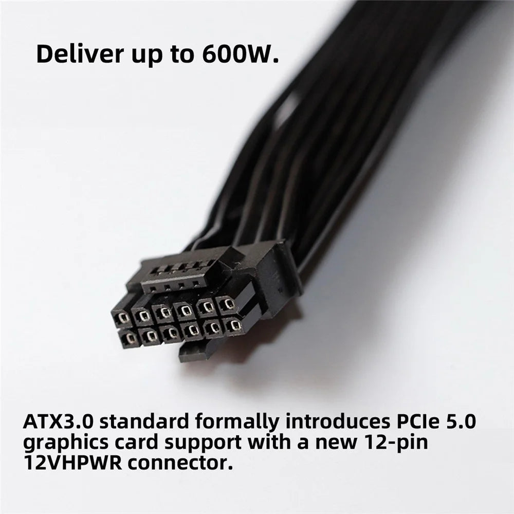 PW-003 12VHPWR ATX3.0 PCI-E 5.0 Power Cable to Dual ATX 8Pin for 3080 3090TI PSU 16Pin 12+4P Graphics Card - 7