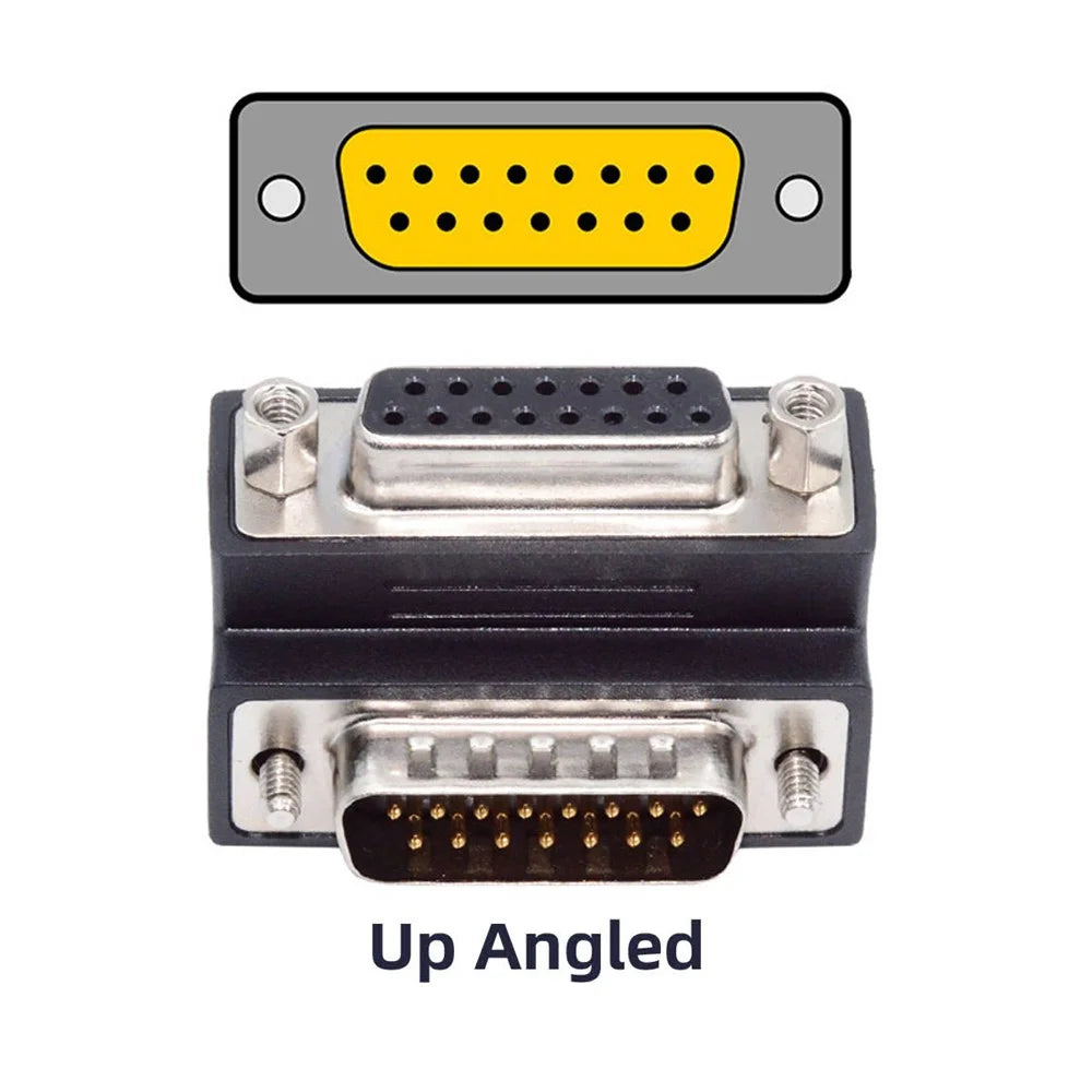 DB-003-UP DB-15PIN Up 90-Degree Angled Design DSUB D-subminiature 15Pin Male to Female Extension Adapter - 2