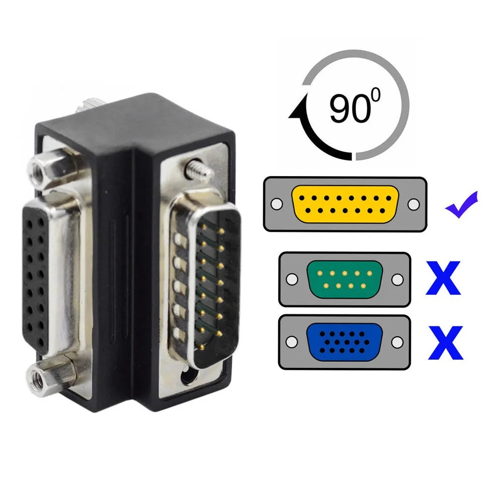 DB-003-UP DB-15PIN Up 90-Degree Angled Design DSUB D-subminiature 15Pin Male to Female Extension Adapter - 3