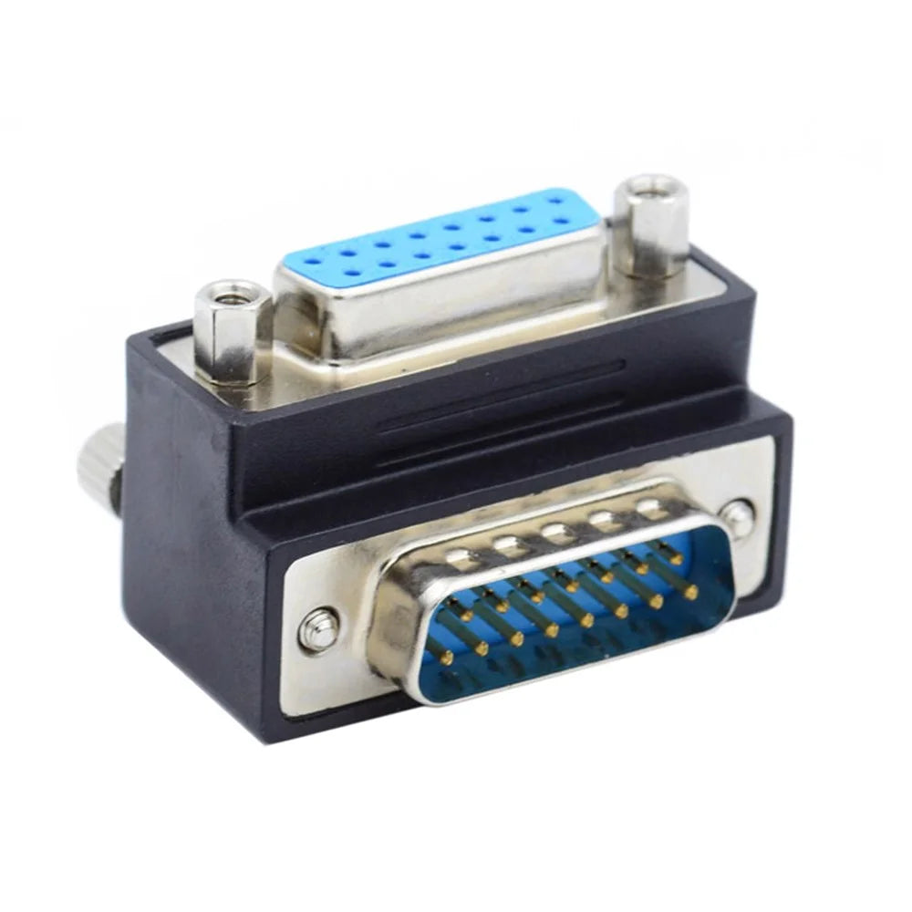 DB-003-DN DB-15PIN Down 90-Degree Angled Design Plug DSUB D-subminiature 15Pin Male to Female Connection Adapter - 1