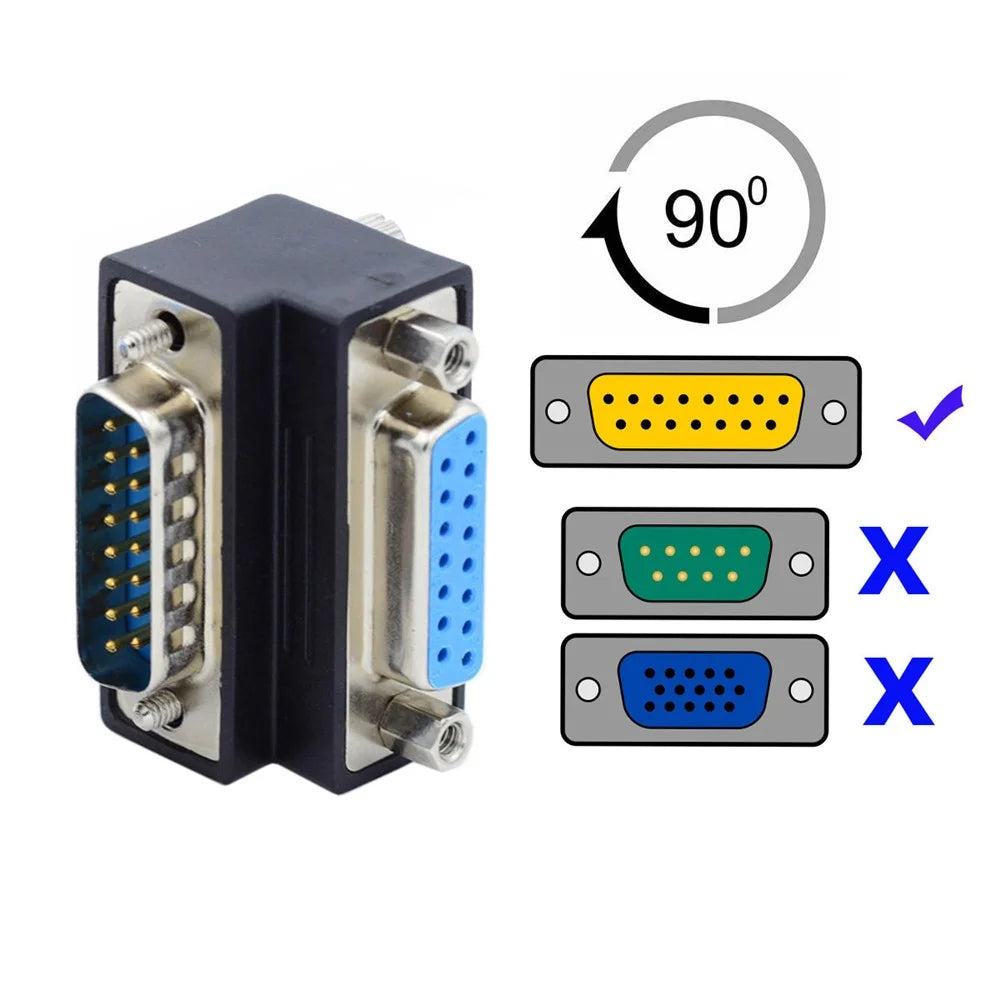 DB-003-DN DB-15PIN Down 90-Degree Angled Design Plug DSUB D-subminiature 15Pin Male to Female Connection Adapter - 3