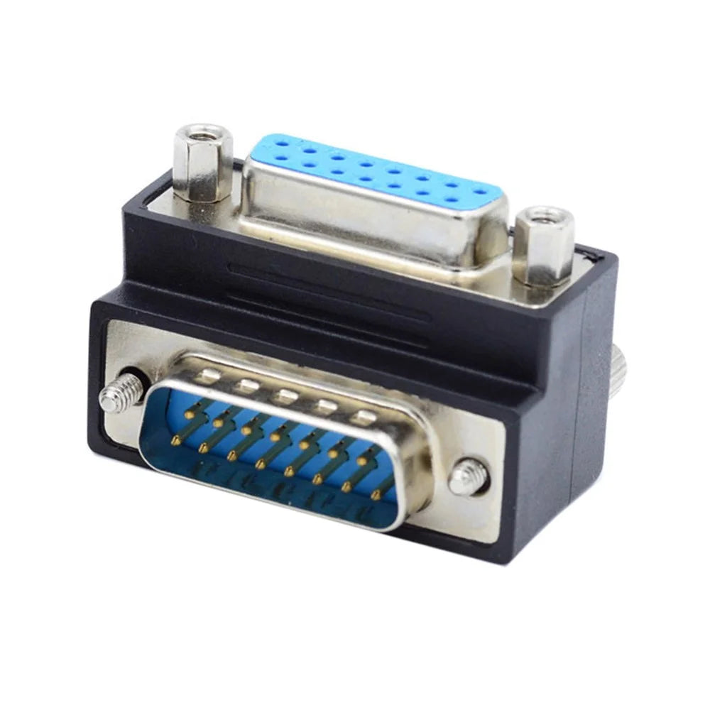 DB-003-DN DB-15PIN Down 90-Degree Angled Design Plug DSUB D-subminiature 15Pin Male to Female Connection Adapter - 5