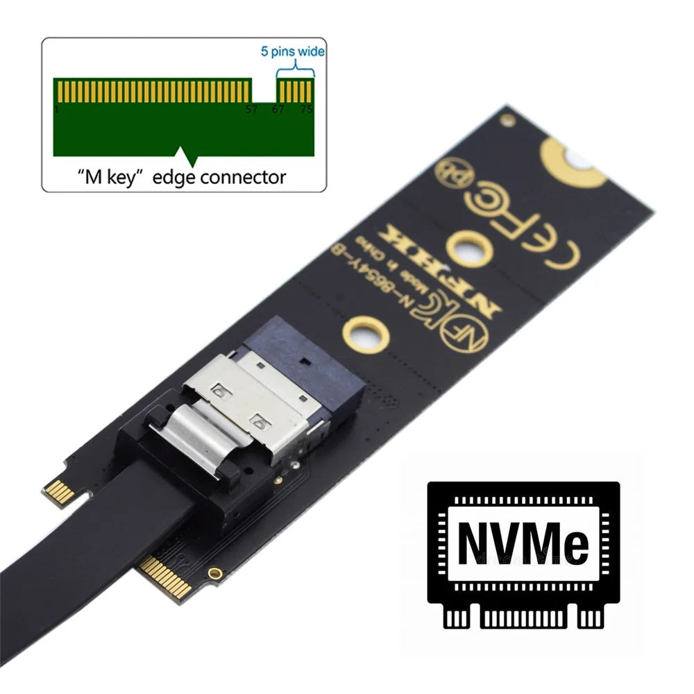 SA-040+SF-100-0.4M NVME M-key Male to Female Extension Cable Connector for Mainboard SSD - 2