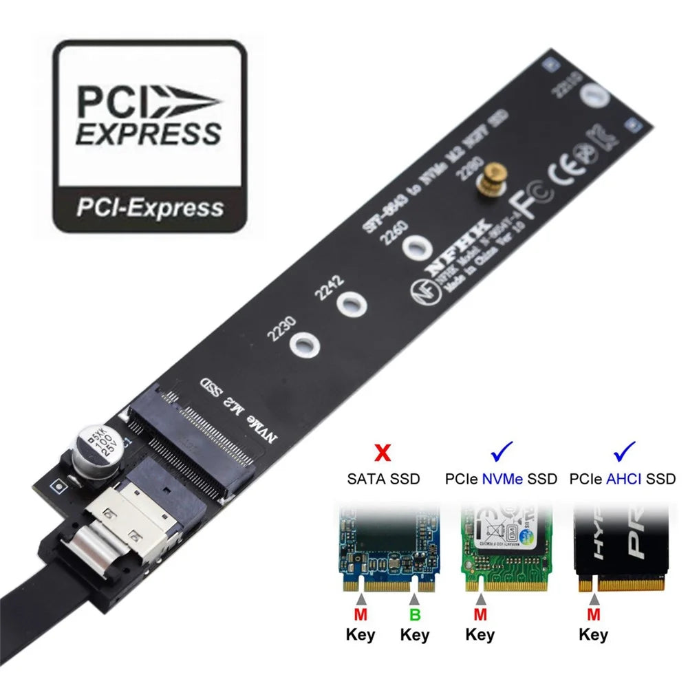 SA-040+SF-100-0.4M NVME M-key Male to Female Extension Cable Connector for Mainboard SSD - 3