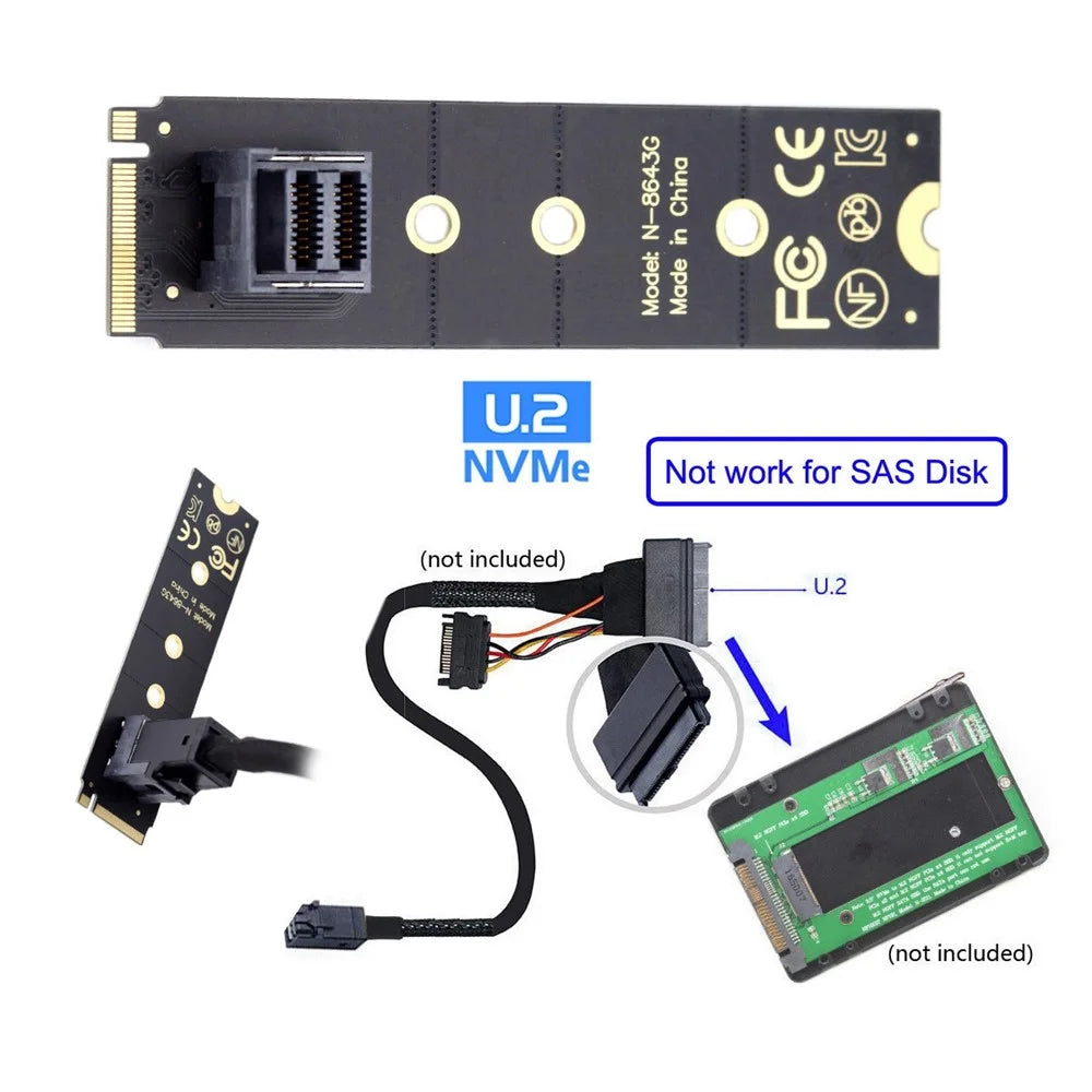 SF-094-BK SFF-8643 to U.2-SSD Mainboard 2280 NVME PCIe SSD Adapter Board - Black - 4