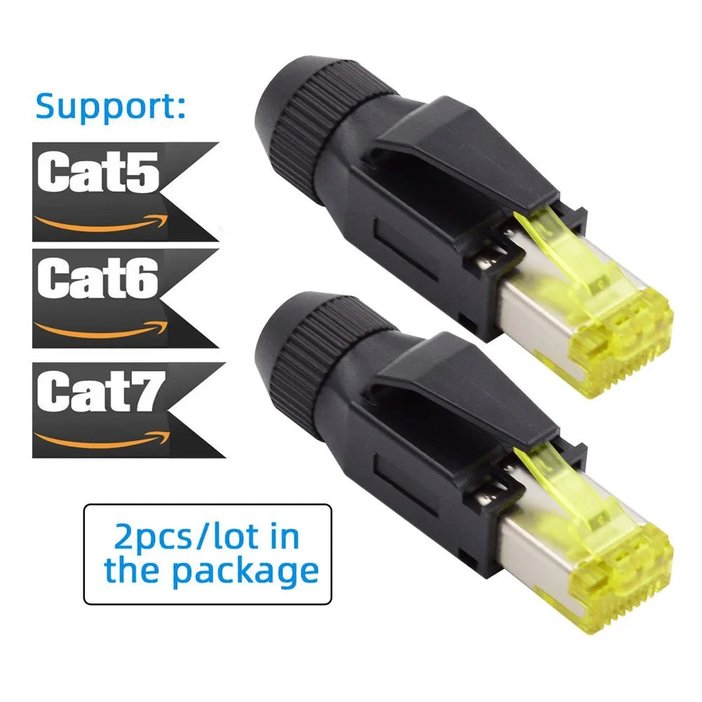 UT-005 2Pcs STP UTP Shielded RJ45 Plug Cat6 RJ45 8P8C Assembly Plug for Industrial Network Ethernet Patch Cord - 2