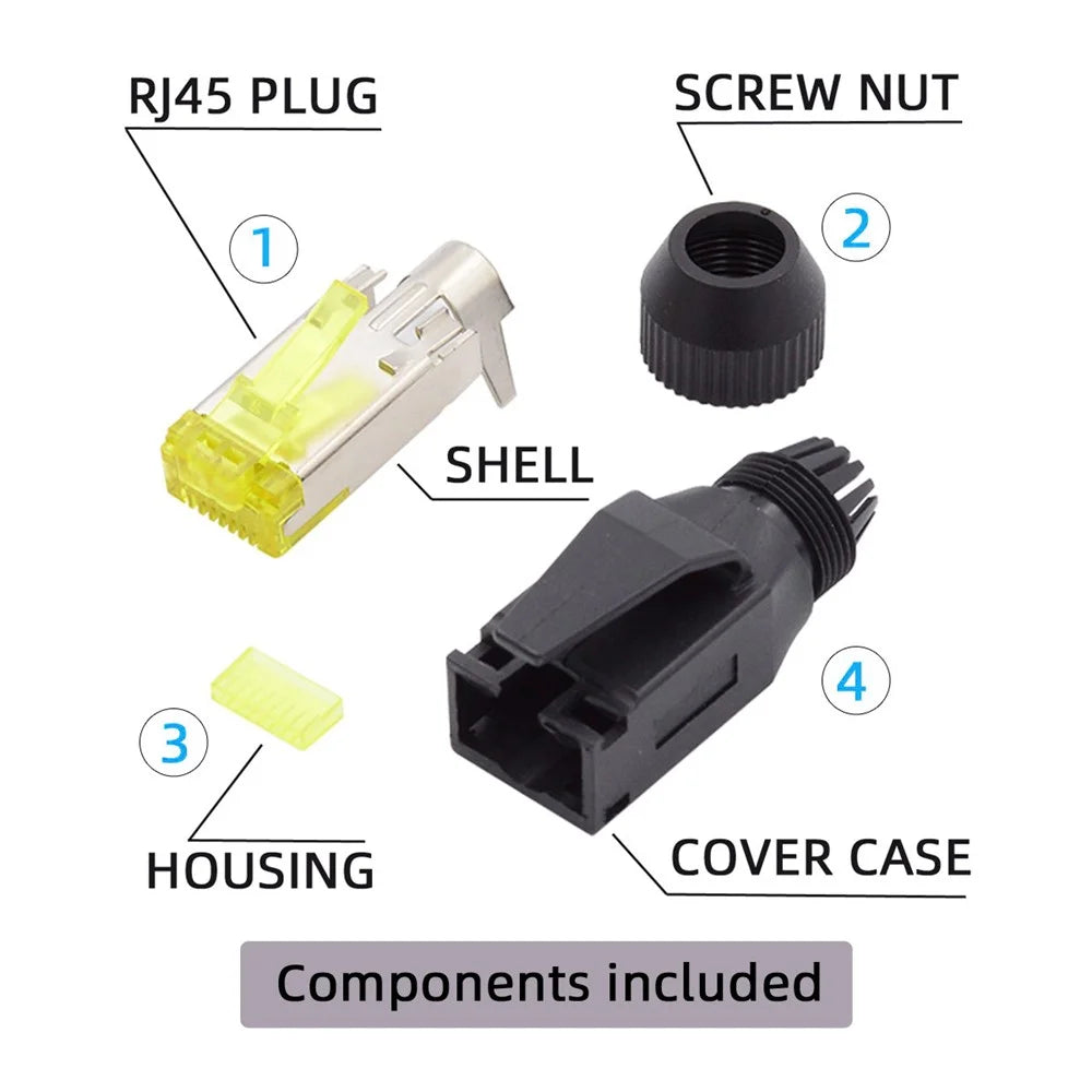 UT-005 2Pcs STP UTP Shielded RJ45 Plug Cat6 RJ45 8P8C Assembly Plug for Industrial Network Ethernet Patch Cord - 6