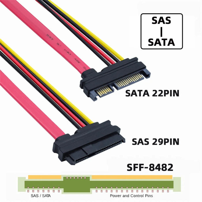 SF-008 SFF-8482 SAS 29Pin to SATA 22Pin Hard Disk Drive Raid Extension Adapter with 10cm Cable - 2