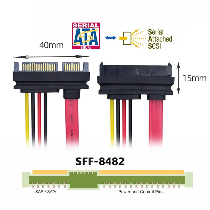 SF-008 SFF-8482 SAS 29Pin to SATA 22Pin Hard Disk Drive Raid Extension Adapter with 10cm Cable - 7
