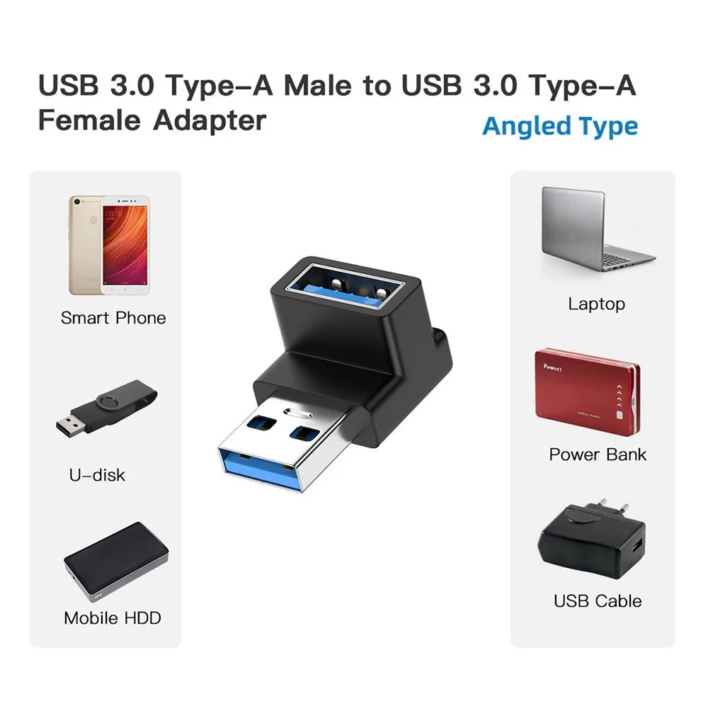 U3-018-UP 10Gbps High Speed USB3.0 Male to Female Converter 90 Degrees Elbow Adapter - 3
