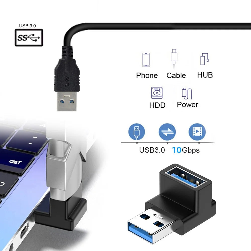 U3-018-UP 10Gbps High Speed USB3.0 Male to Female Converter 90 Degrees Elbow Adapter - 4