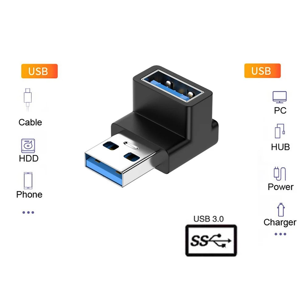 U3-018-UP 10Gbps High Speed USB3.0 Male to Female Converter 90 Degrees Elbow Adapter - 5