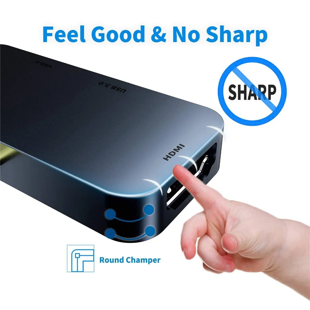 TC041 4-In-1 Type-C Adapter USB C Hub to HD Video Output+USB 3.0+PD 60W USB-C Port+3.5mm Audio Port - 4