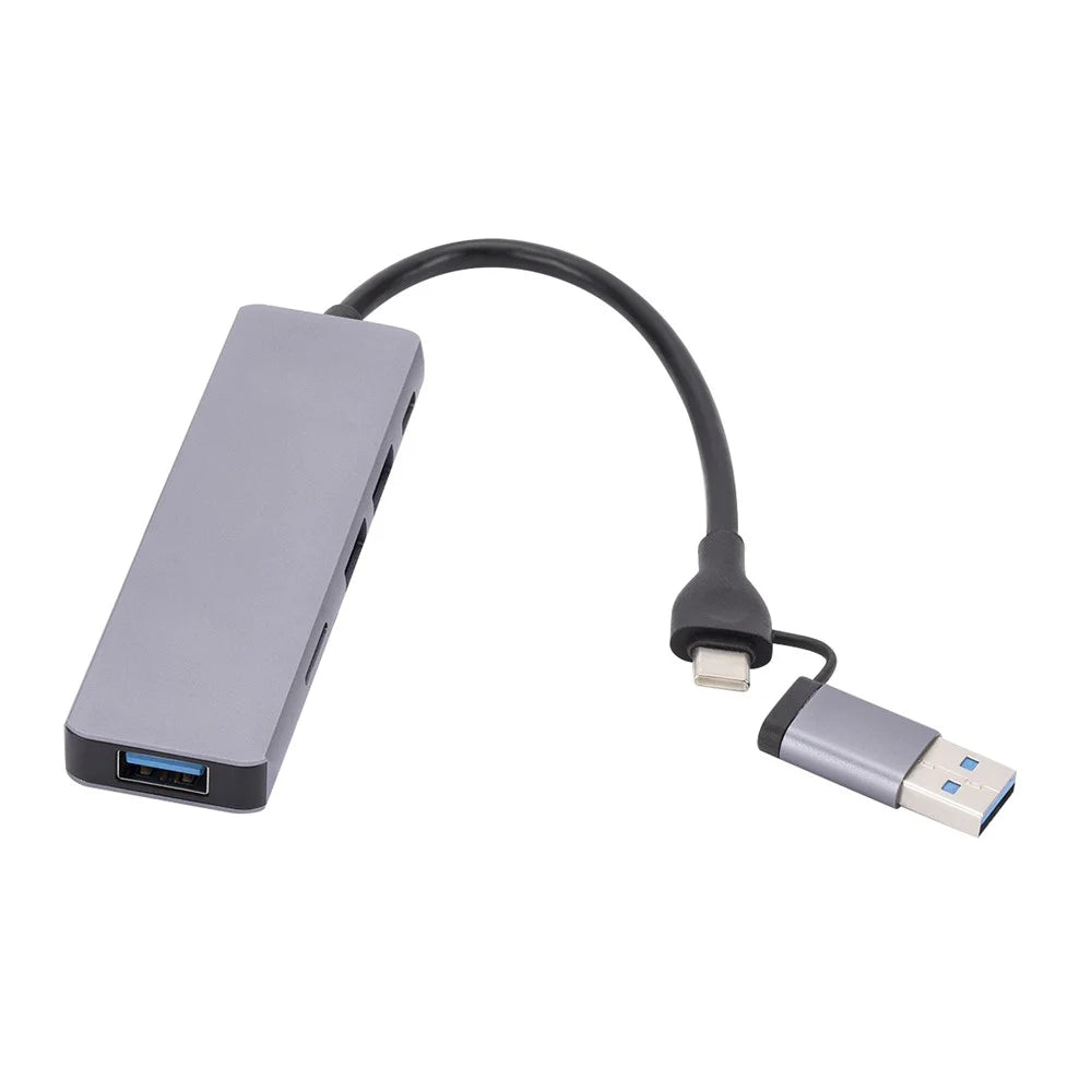 USB 2.0+Type C Hub Adapter High Speed Data Transmission 6-In-1 Computer Laptop Converter with 1xPD Port+3xUSB 3.0 Ports+2xCard Reader Slots - 4