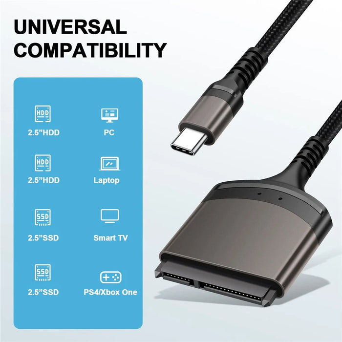 UC-146-SL 5Gbps USB-C to SATA 22-Pin Type-C Adapter Cable for 2.5'' Hard Disk Driver SSD Laptop (Total Length: 25cm) - 2