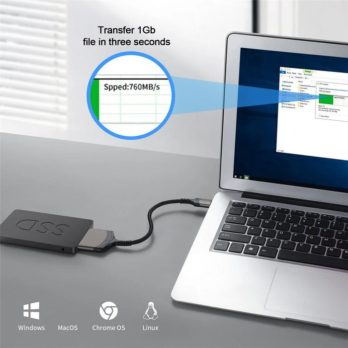 UC-146-SL 5Gbps USB-C to SATA 22-Pin Type-C Adapter Cable for 2.5'' Hard Disk Driver SSD Laptop (Total Length: 25cm) - 4