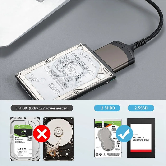 UC-146-SL 5Gbps USB-C to SATA 22-Pin Type-C Adapter Cable for 2.5'' Hard Disk Driver SSD Laptop (Total Length: 25cm) - 5
