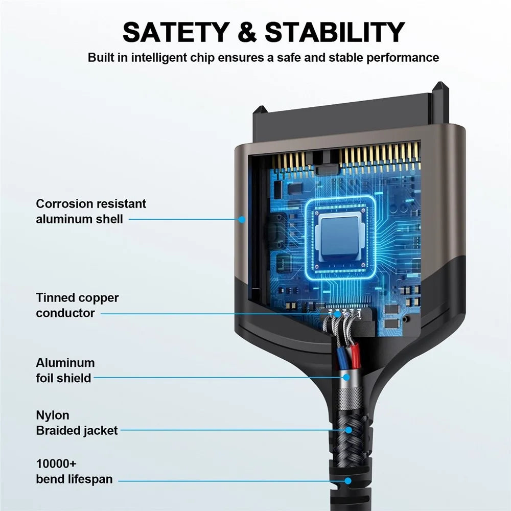 U3-077-SL 5Gbps USB 3.0 Type-A to SATA 22 Pin Adapter Cable for 2.5" Hard Disk Driver SSD (Total Length: 25cm) - 2