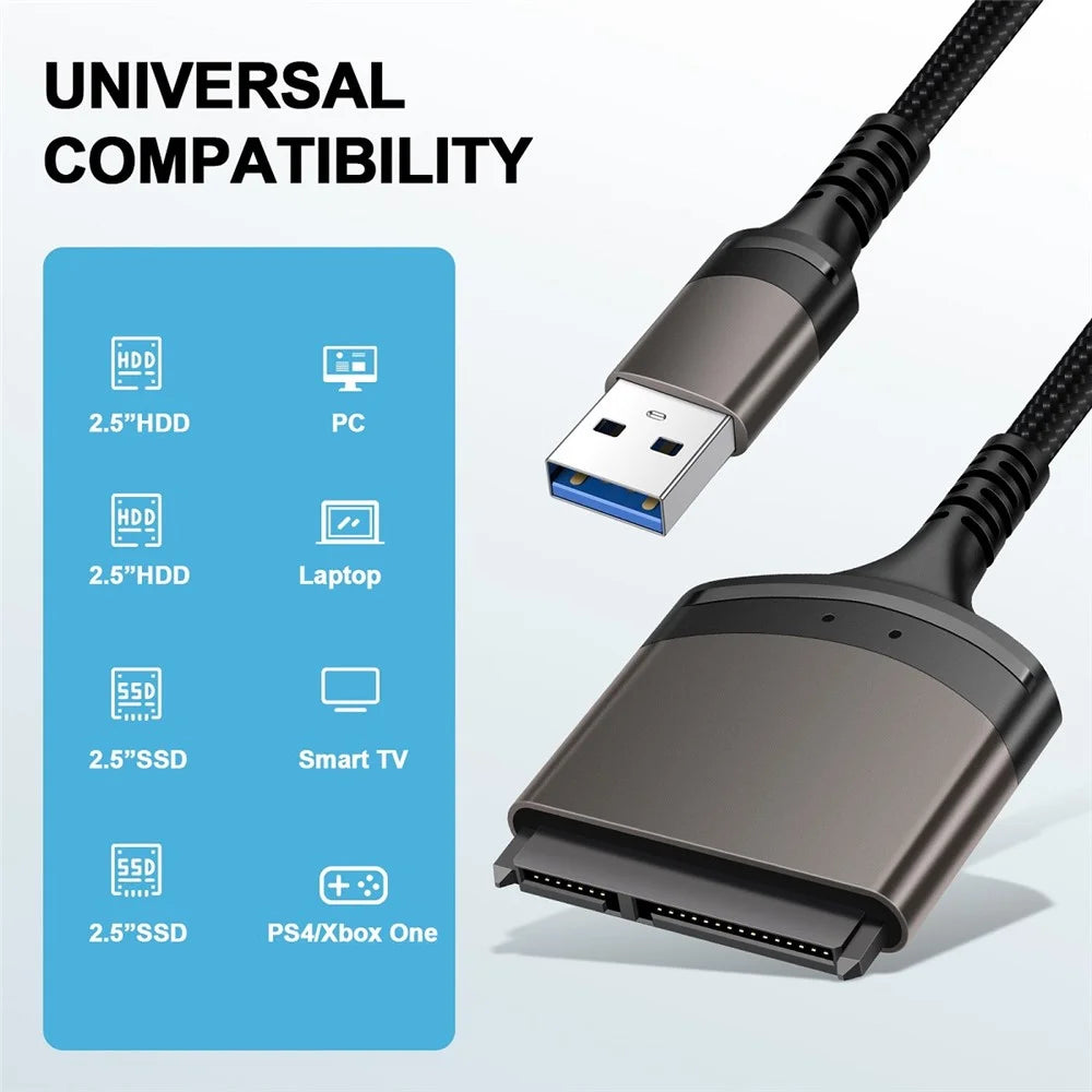 U3-077-SL 5Gbps USB 3.0 Type-A to SATA 22 Pin Adapter Cable for 2.5" Hard Disk Driver SSD (Total Length: 25cm) - 4