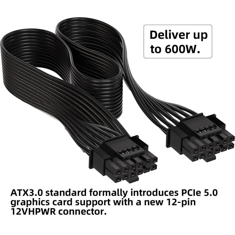 PW-013 30cm 12VHPWR ATX3.0 PCI-E 5.0 Power Modular Cable 16Pin to 16Pin Cord for 3080 3090TI PSU 12+4Pin Graphics Card - 3