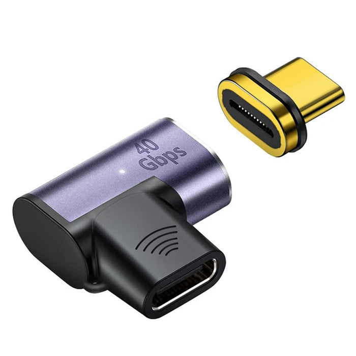 UC-028-LE 40Gbps USB4 Type-C Male to Female 90 Degrees Adapter Right Angled Magnetic Connector - 1